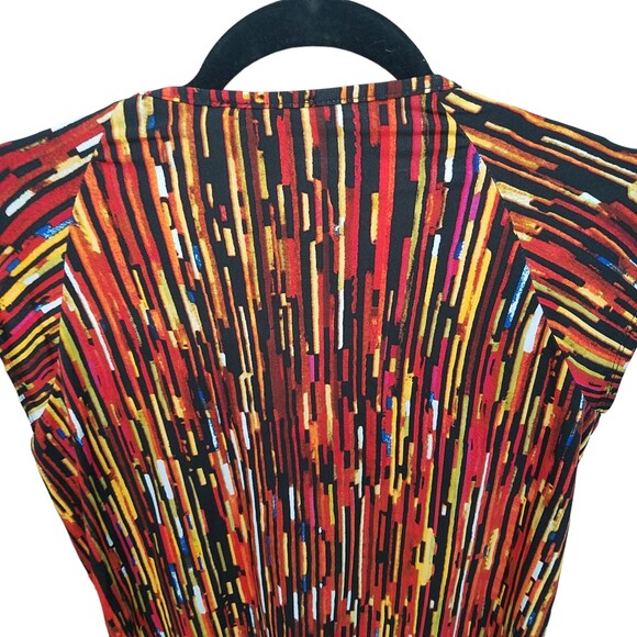 Premise Womens Sz S Multicolor Geometric Cap Sleeve Blouse - Picture 6 of 10
